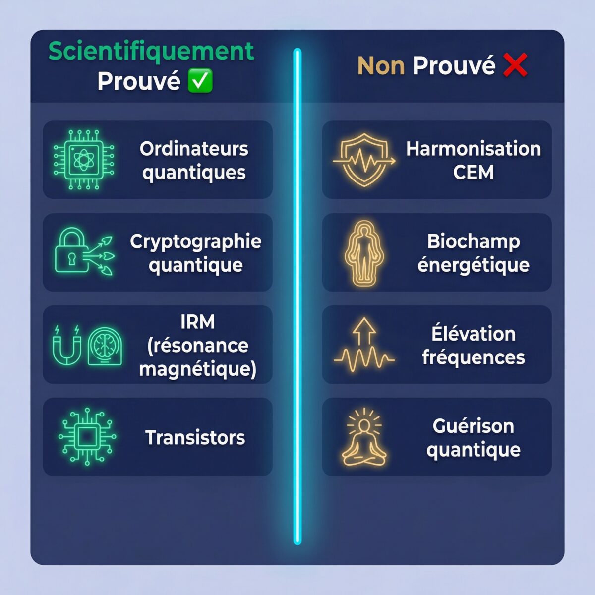 Comparaison science versus marketing : technologies quantiques prouvées contre affirmations non vérifiées