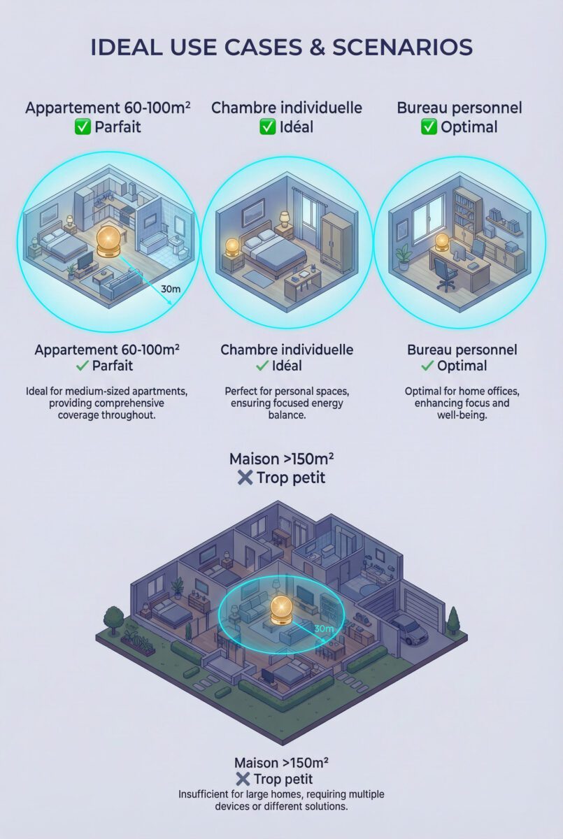 Scénarios d'utilisation idéaux Somavedic Amber : appartements, chambres et bureaux jusqu'à 100m²