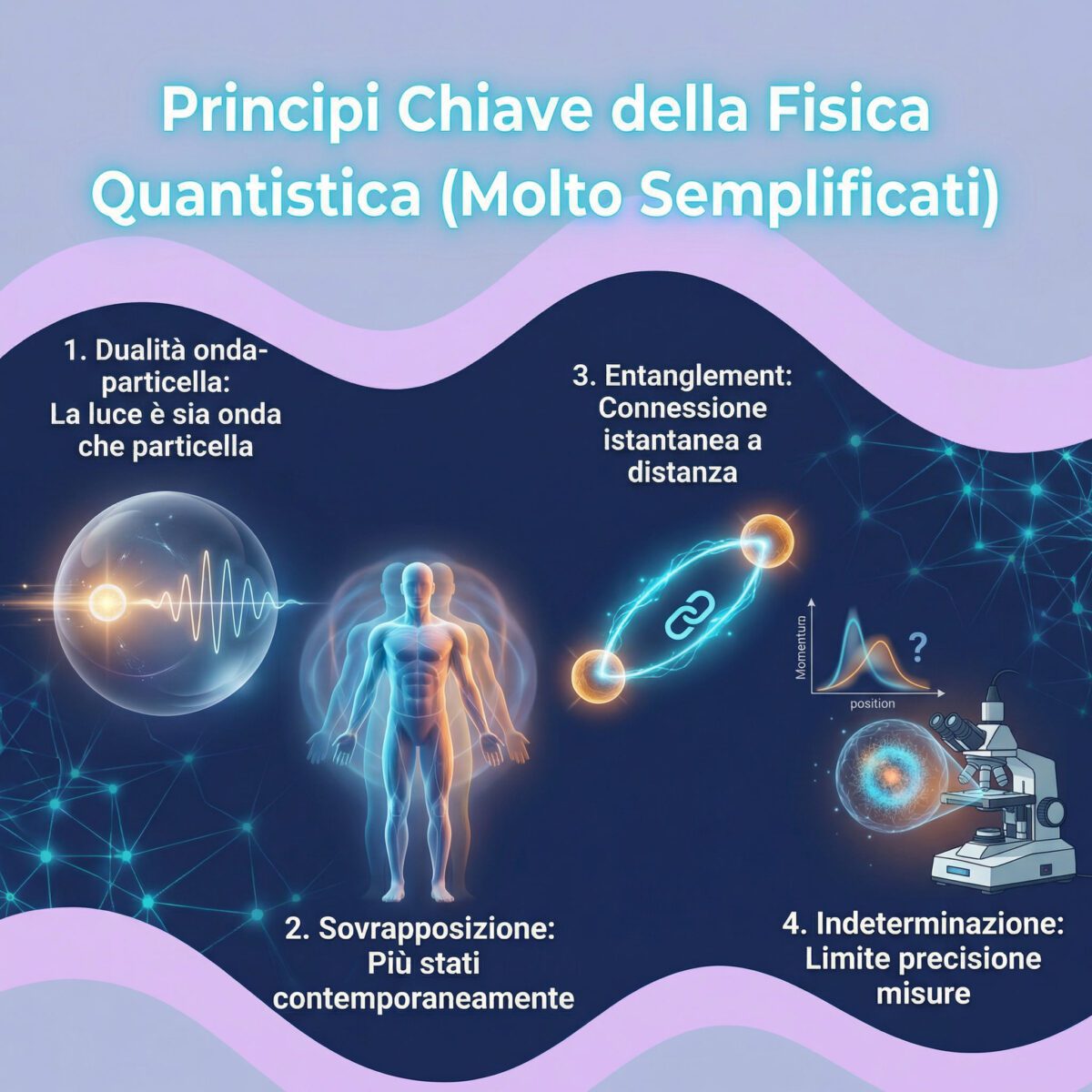 4 principi fisica quantistica semplificati: dualità, sovrapposizione, entanglement