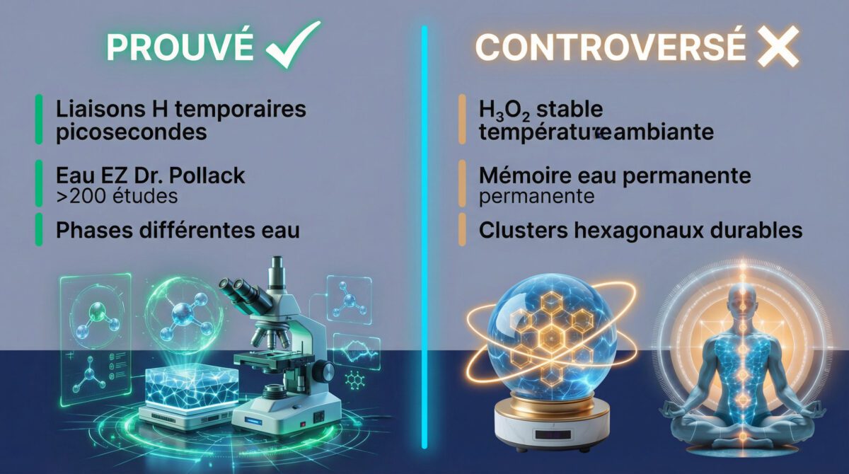Hiérarchie preuves scientifiques eau structurée : faits établis versus affirmations controversées