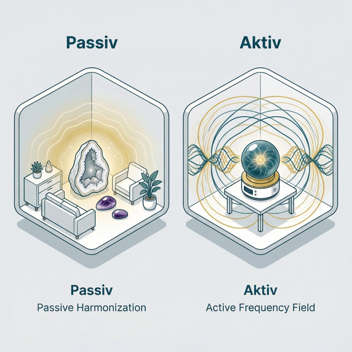 Technologievergleich zwischen passiver Quantenenergie (Somavedic) und aktiver Dual-Oszillator-Technologie (Qi-Home)