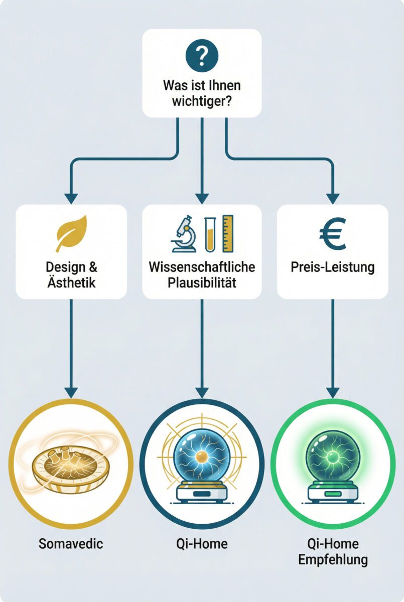 Entscheidungsbaum zur Auswahl des passenden EMF-Schutzgeräts basierend auf individuellen Prioritäten