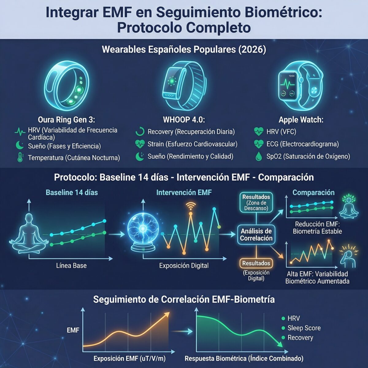 Wearables populares España 2026 para tracking biométrico EMF