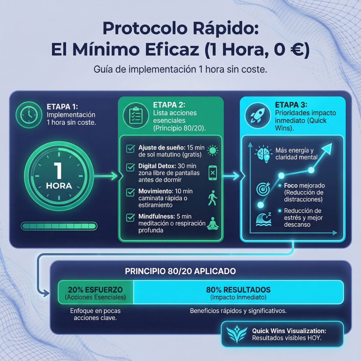 Protocolo rápido: el mínimo eficaz (1 hora, 0 €)