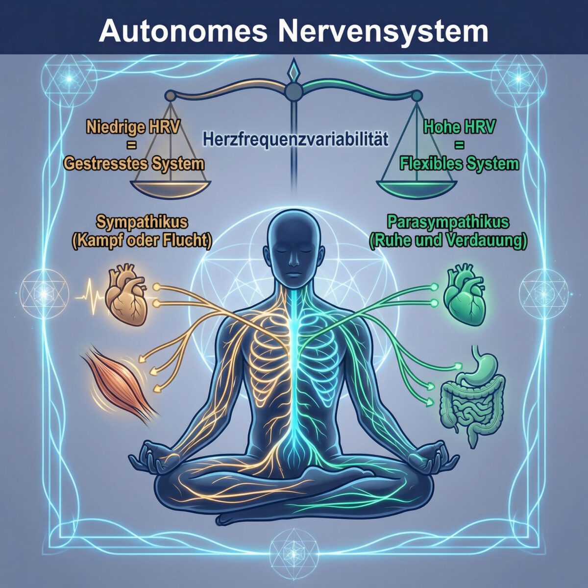 Schema autonomes Nervensystem: Sympathikus und Parasympathikus Balance