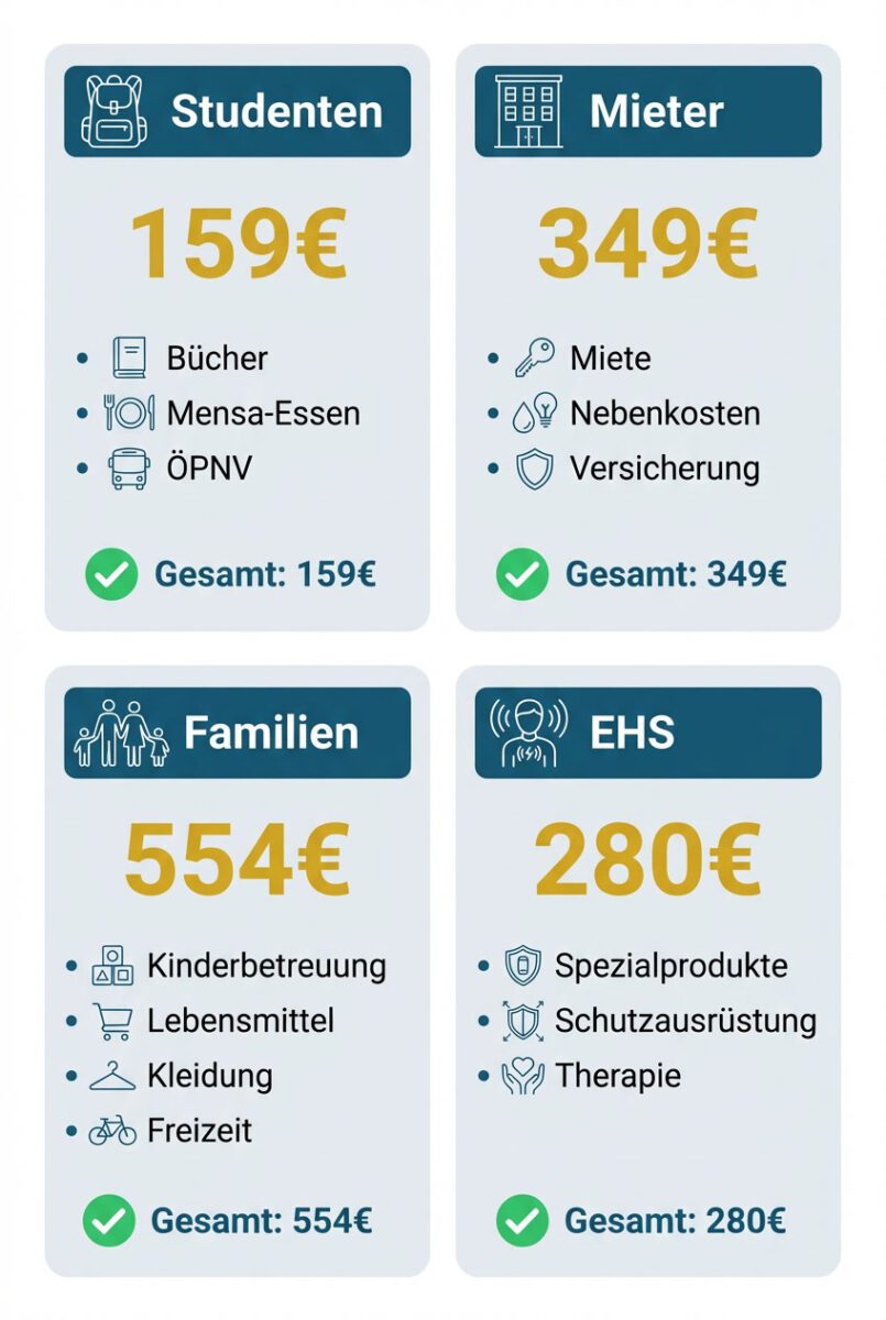 Infografik: Budget-Pläne für EMF-Schutz nach Lebenssituation – von Studenten bis Familien (150-550 Euro)
