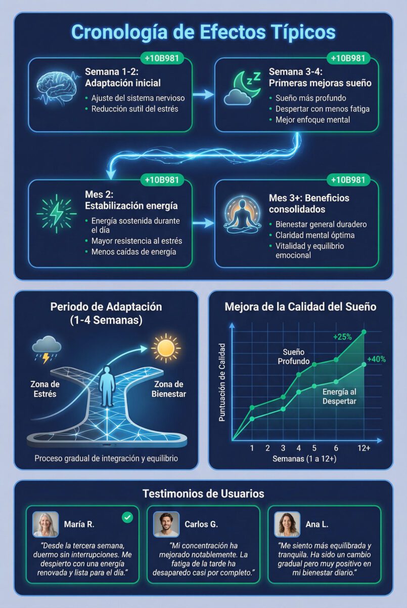 Cronología efectos típicos Qi-Home Cell: de la adaptación a los beneficios consolidados