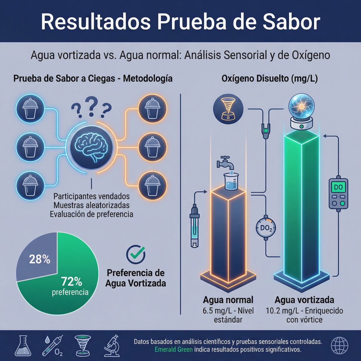 Resultados prueba de sabor y oxígeno disuelto Mayu Swirl