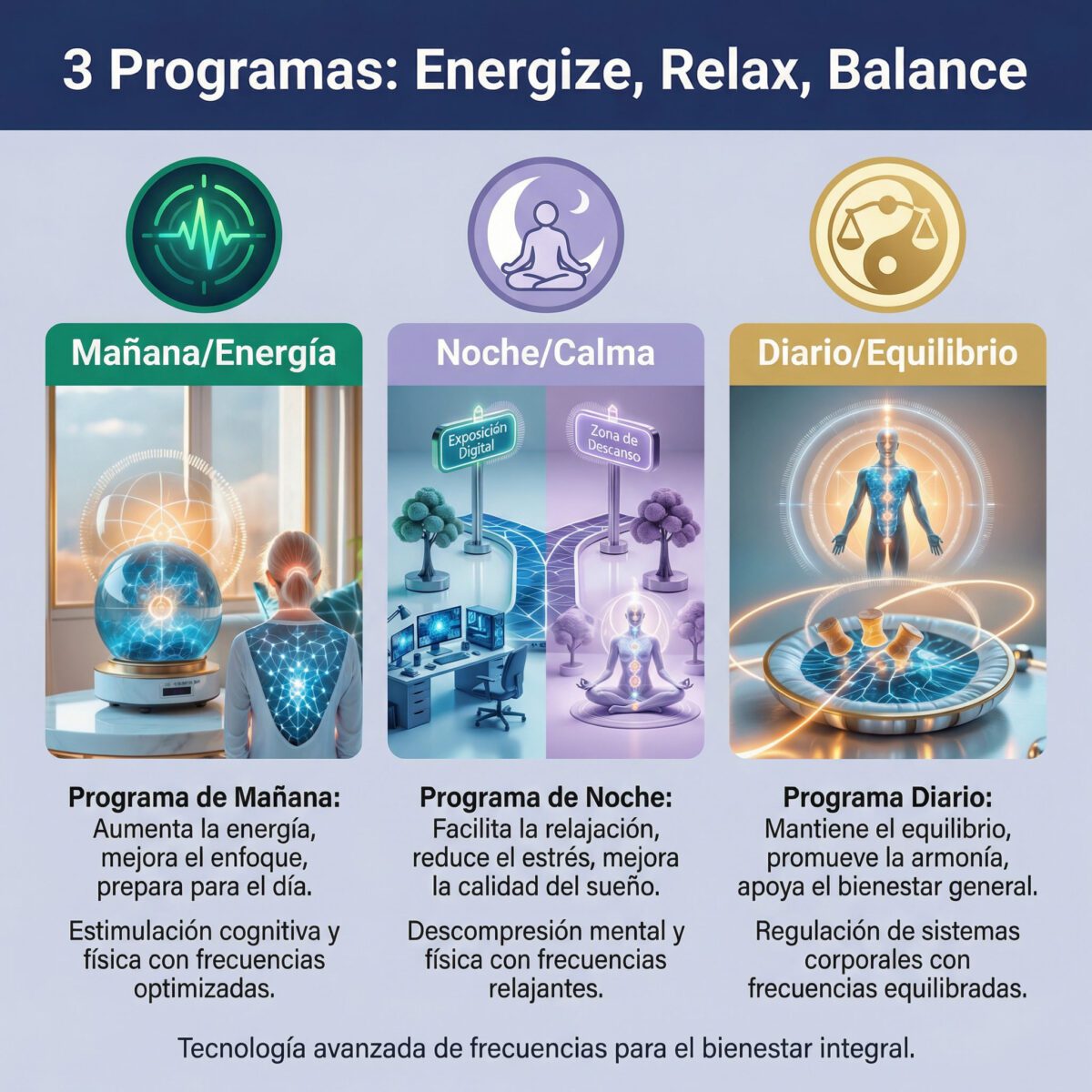 3 programas Ooho Portable: Energize, Relax, Balance