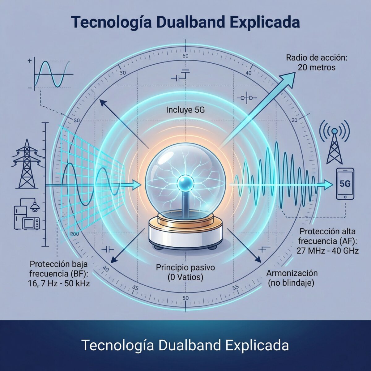 Esquema tecnología Dualband Waveguard: protección BF y AF incluyendo 5G