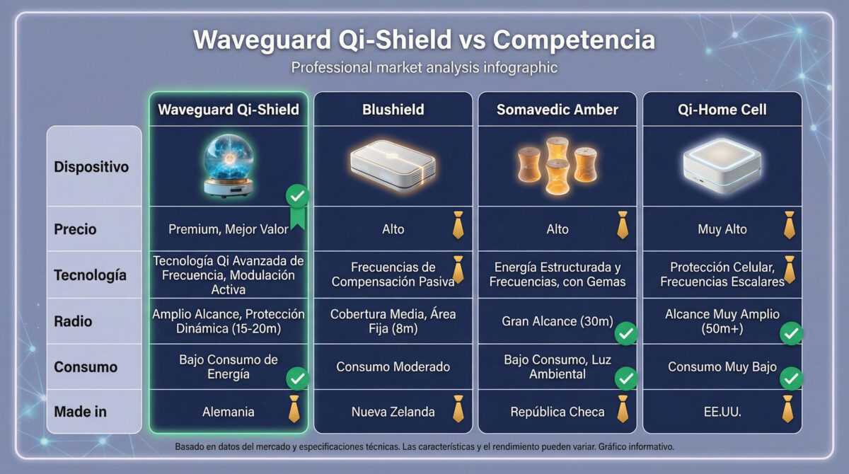 Comparación Waveguard Qi-Shield con Qi-Home Cell y Somavedic
