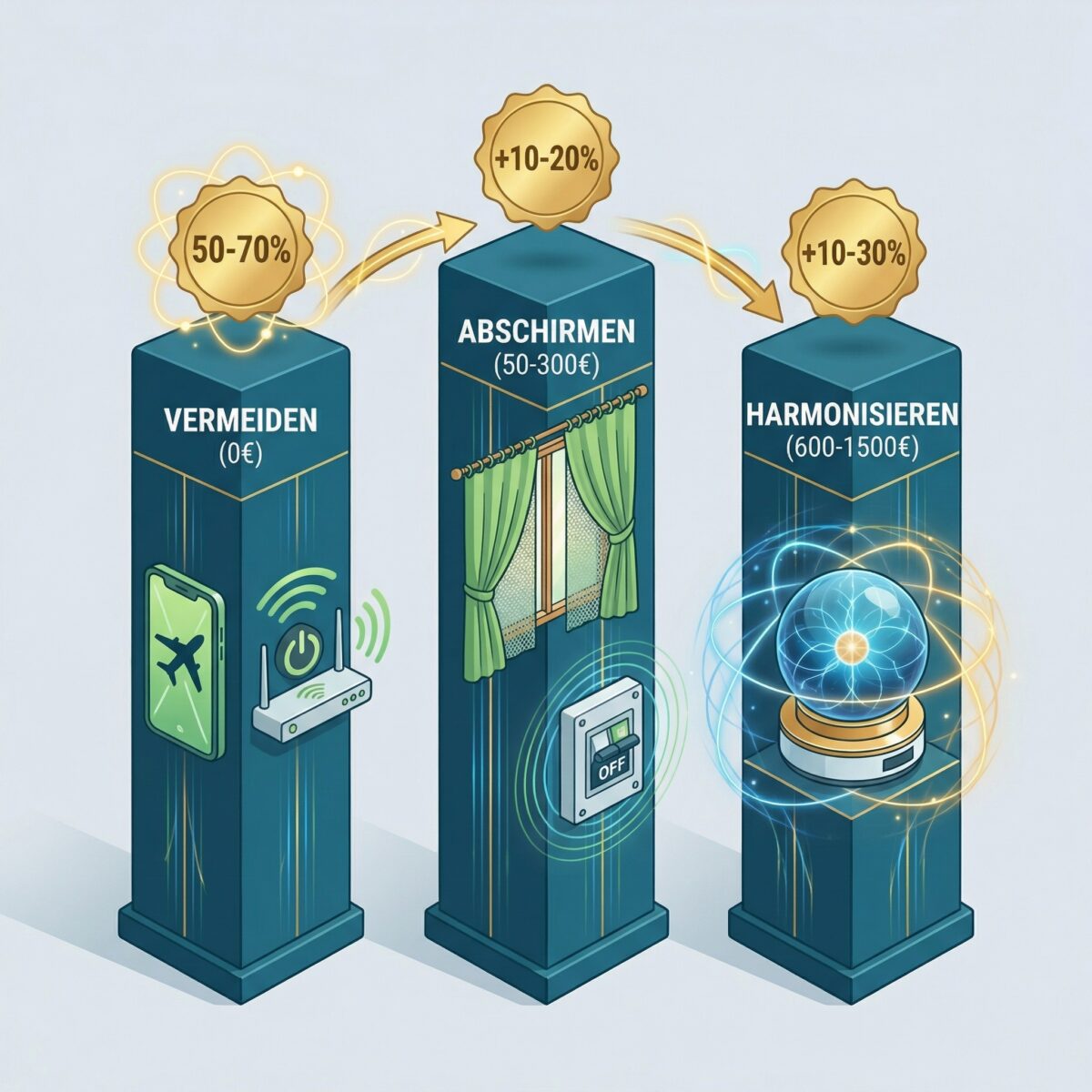 Drei-Säulen-Strategie für optimalen EMF-Schutz: Vermeiden, Abschirmen, Harmonisieren