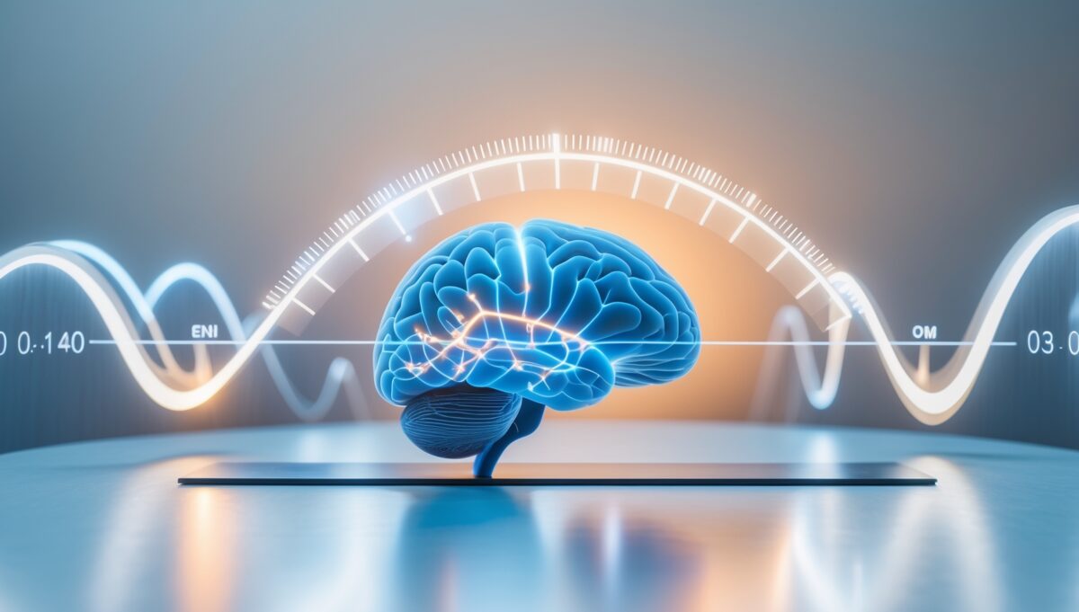 Visualisation scientifique des différentes phases du cycle de sommeil avec ondes cérébrales et timeline temporelle