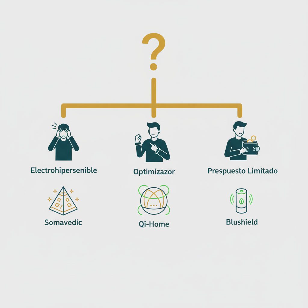 Guía de decisión ilustrada para elegir dispositivo de energía cuántica según perfil personal