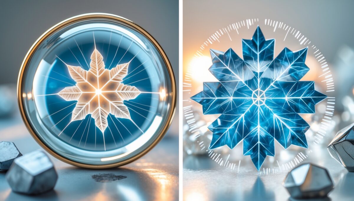 Comparaison microscopique des cristaux de glace entre eau normale et eau structurée