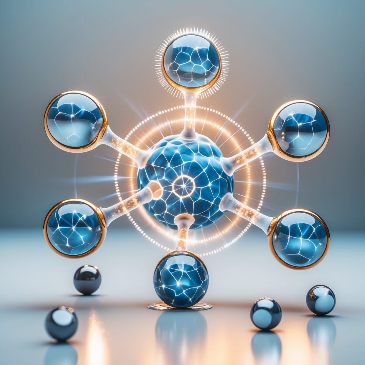 Visualisation 3D des molécules d'eau H2O avec liaisons hydrogène montrant l'angle de 104,5 degrés