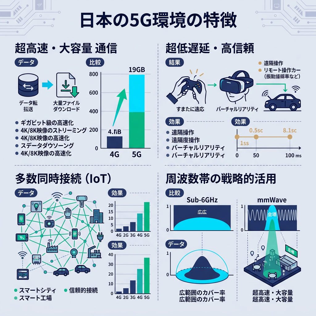 日本の5G展開と健康影響：科学的根拠に基づく包括的ガイド - 日本の5G環境の特徴