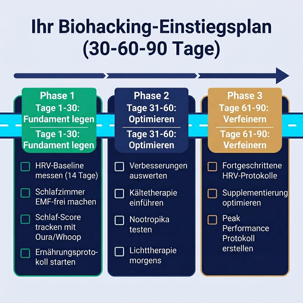 Biohacking Einstiegsplan 30-60-90 Tage: Schritt-für-Schritt vom Anfänger zum optimierten Selbst