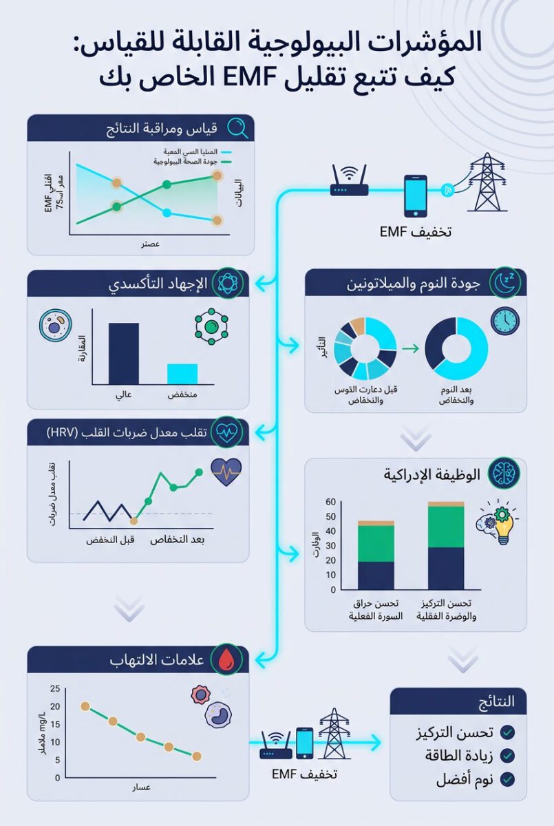 البيوهاكينج مع الحماية من المجالات الكهرومغناطيسية: دليل للمبتدئين - المؤشرات البيولوجية القابلة للقياس: كيف تتبع تقليل EMF الخاص بك