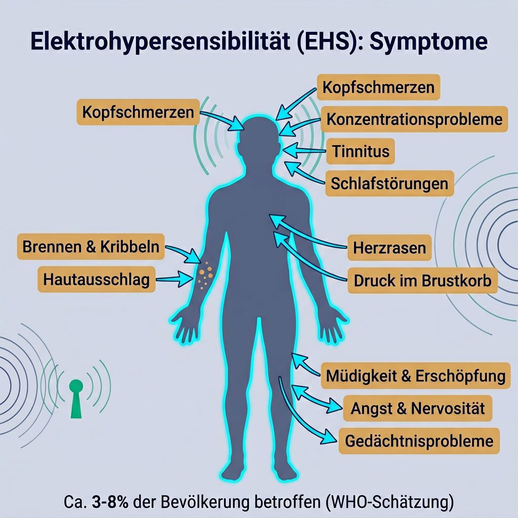 Elektrohypersensibilität (EHS) Symptome: Kopfschmerzen, Schlafstörungen, Konzentrationsprobleme