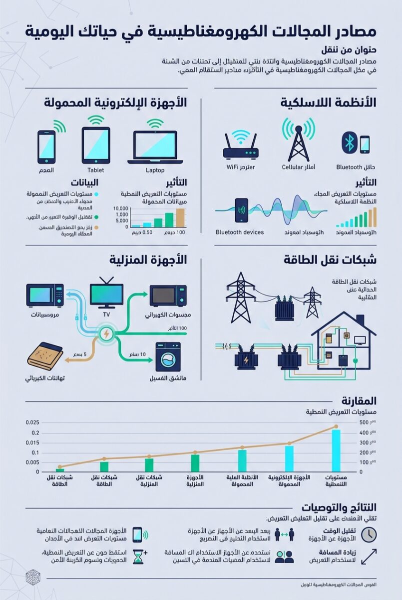 ما هي المجالات الكهرومغناطيسية (EMF)؟ دليل كامل للمنطقة العربية (2026) - مصادر EMF في حياتك اليومية