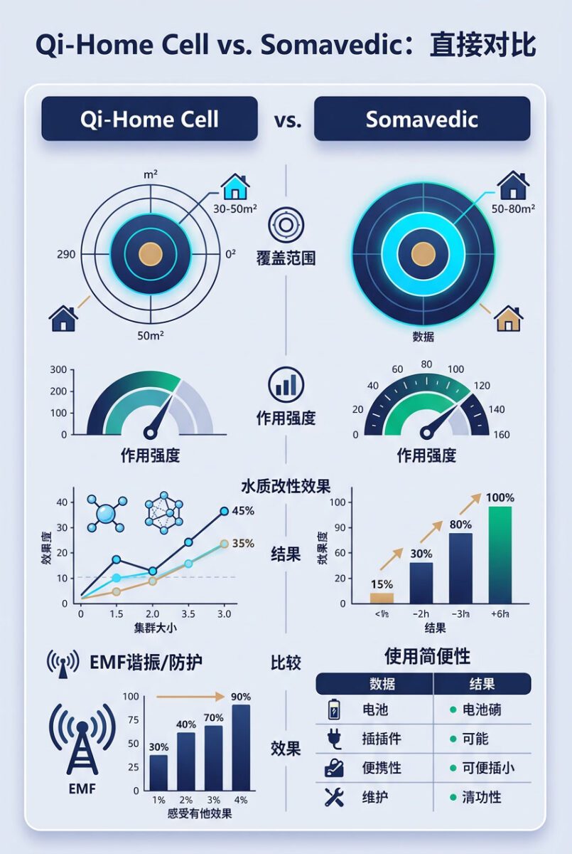 Qi-Home Cell 深度评测:德国 EMF 保护替代方案 (2026) - Qi-Home Cell vs. Somavedic:直接对比
