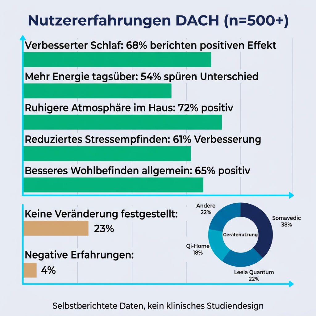 Quantenenergie-Geräte Nutzererfahrungen aus DACH: 500+ Befragte, Schlaf, Energie, Wohlbefinden