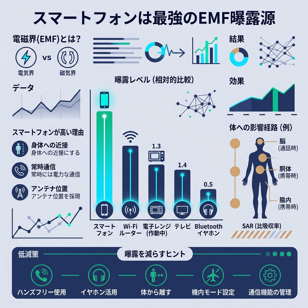 スマートフォンの電磁波を90%削減する実用的ガイド - スマートフォンは最強のEMF曝露源