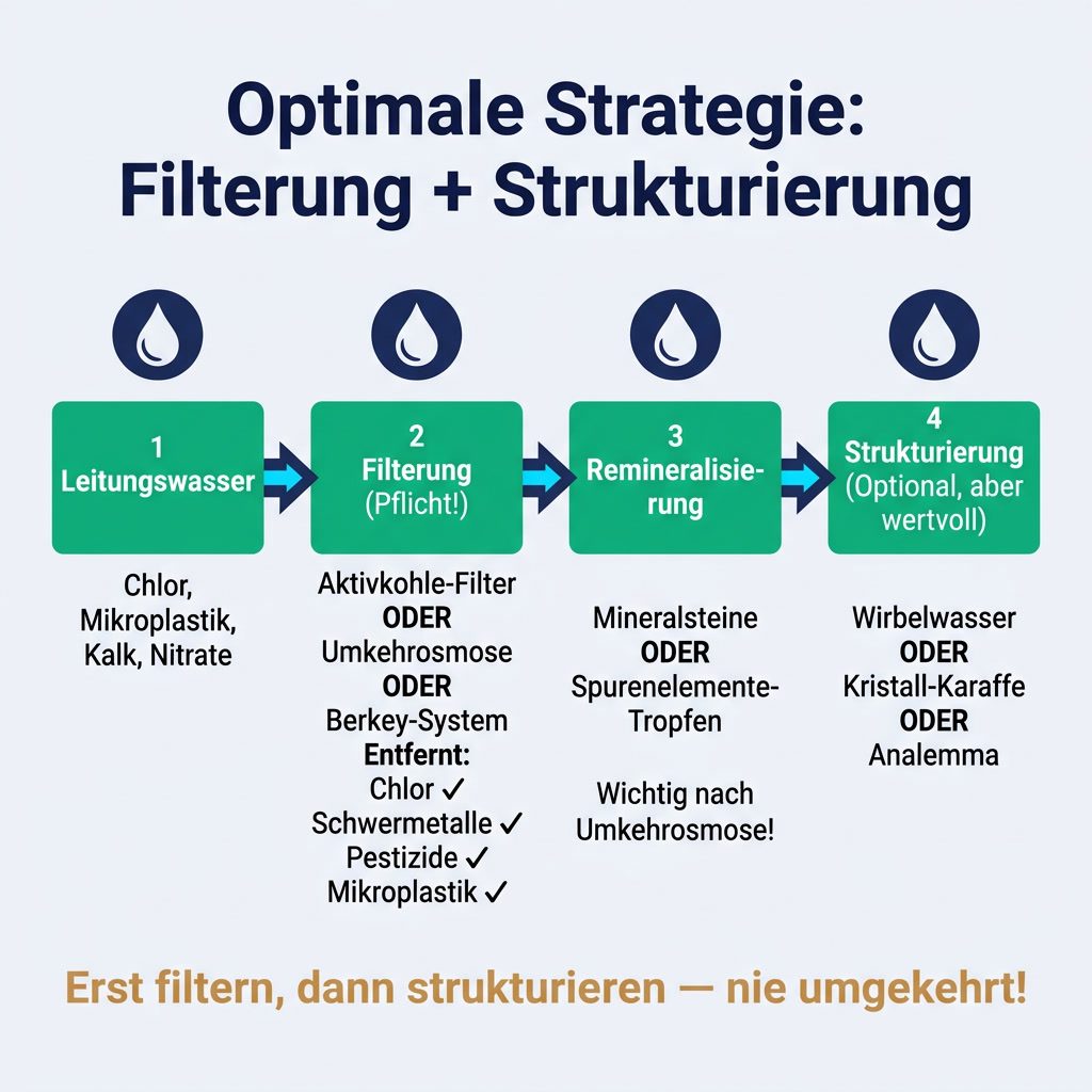 Optimale Wasseraufbereitung: Filterung + Strukturierung Schritt-für-Schritt Strategie
