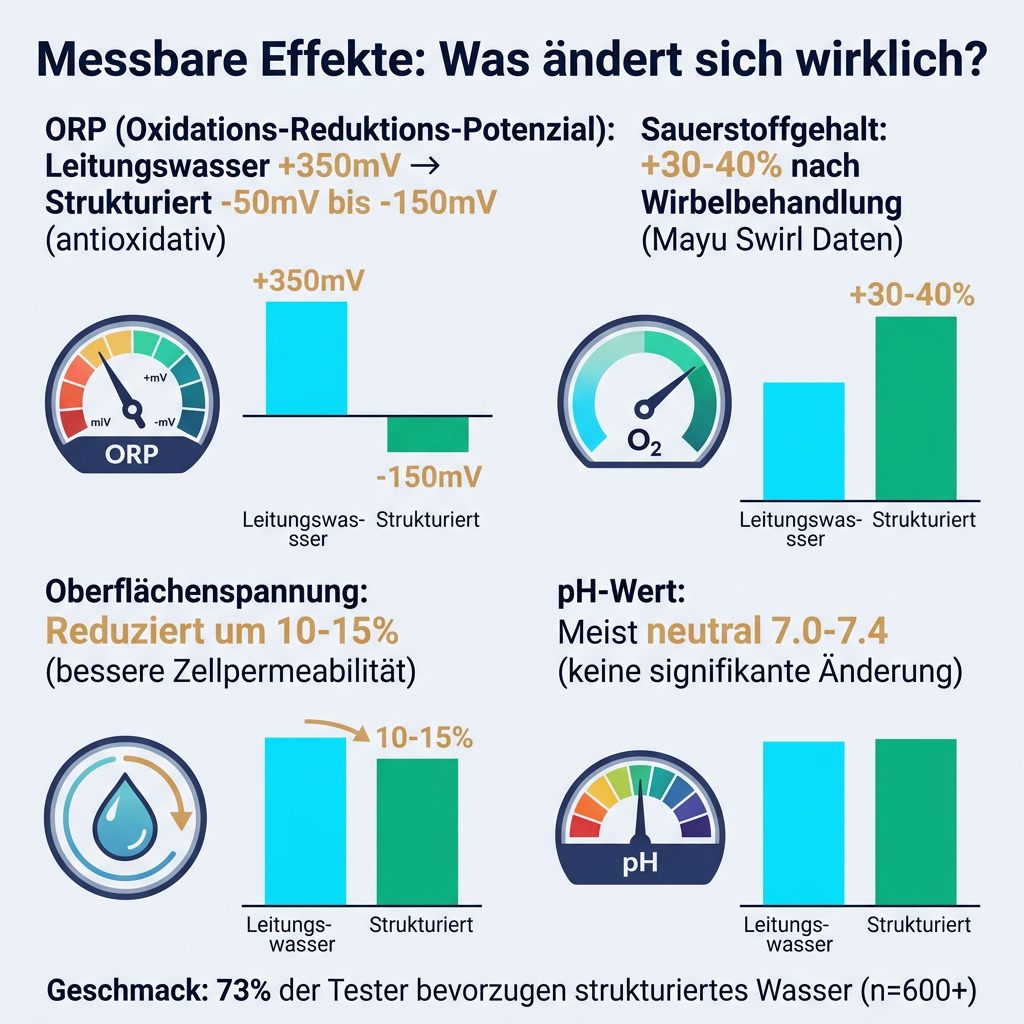Messbare Effekte von strukturiertem Wasser: ORP, pH, Sauerstoff, Oberflächenspannung