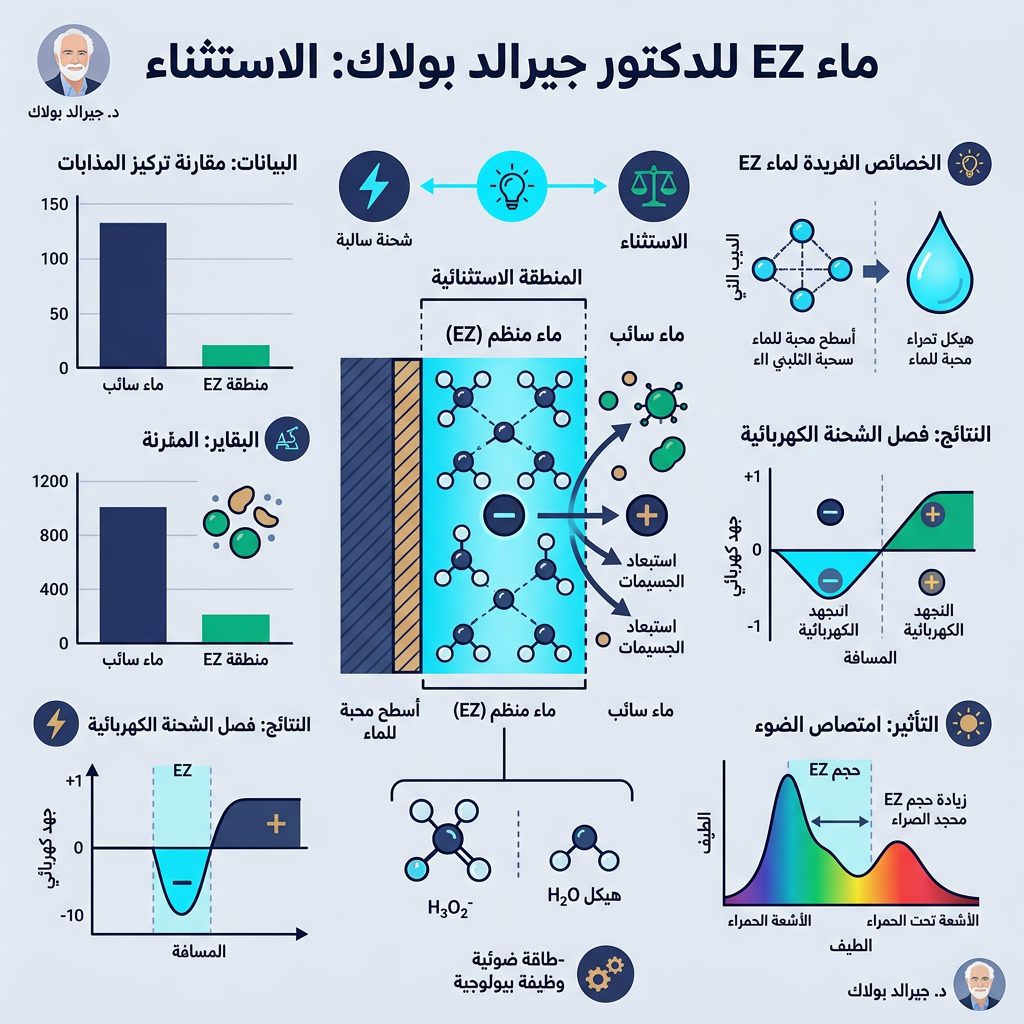 العلم وراء الماء المهيكل: ماذا تظهر الأبحاث؟ (2026) - ماء EZ للدكتور جيرالد بولاك: الاستثناء