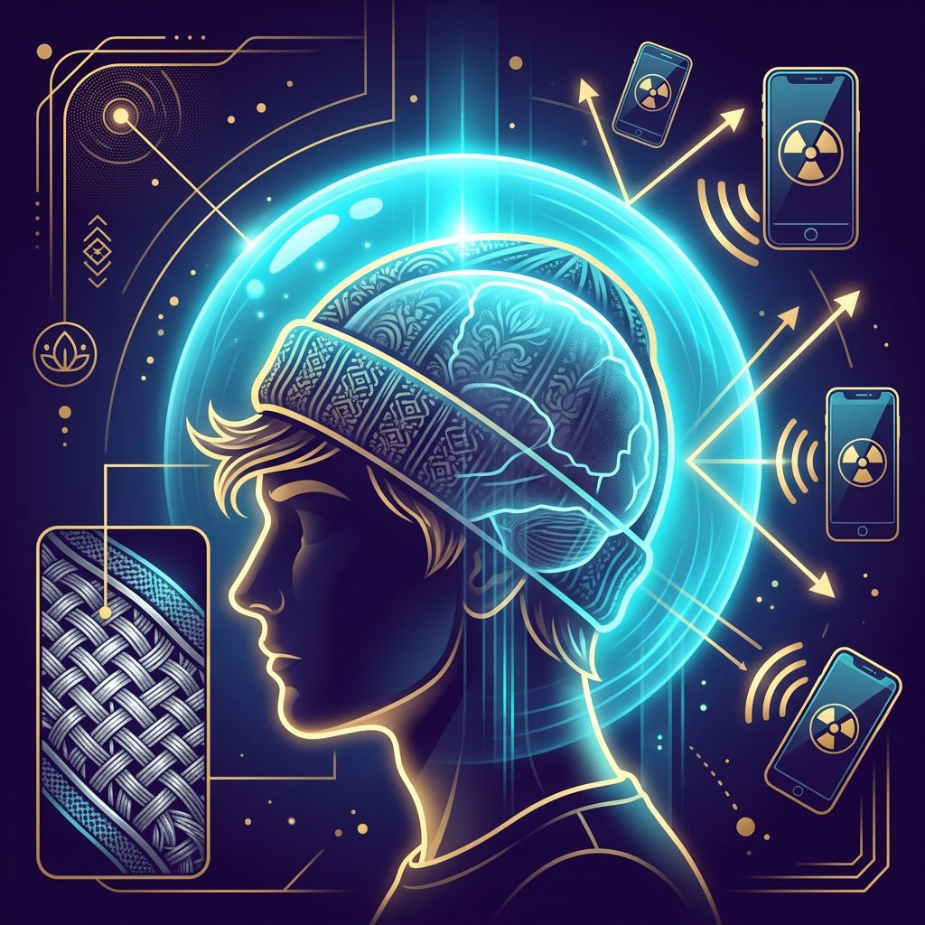 Leela Baseball Cap infographic — silver weave and quantum charge mechanism