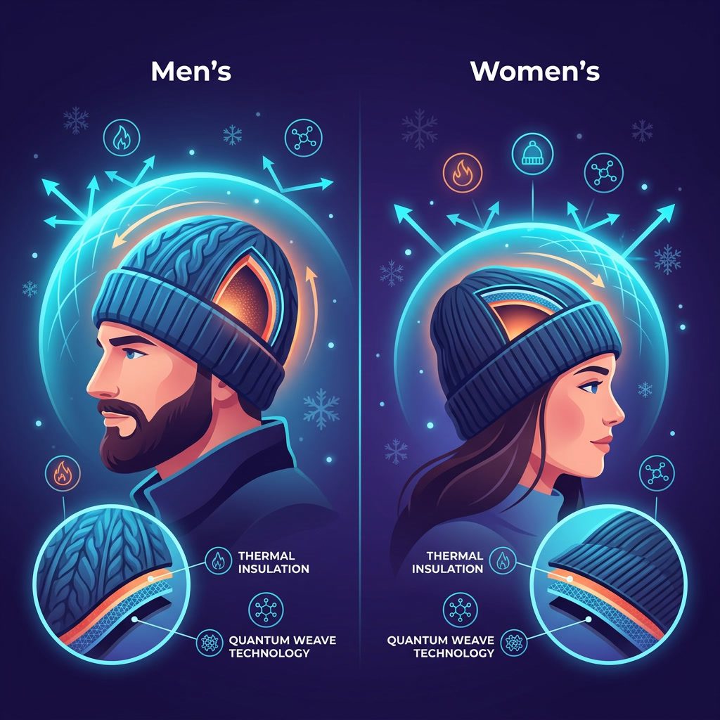 Beanie Infographic — 2 variants and cold-weather + EMF protection